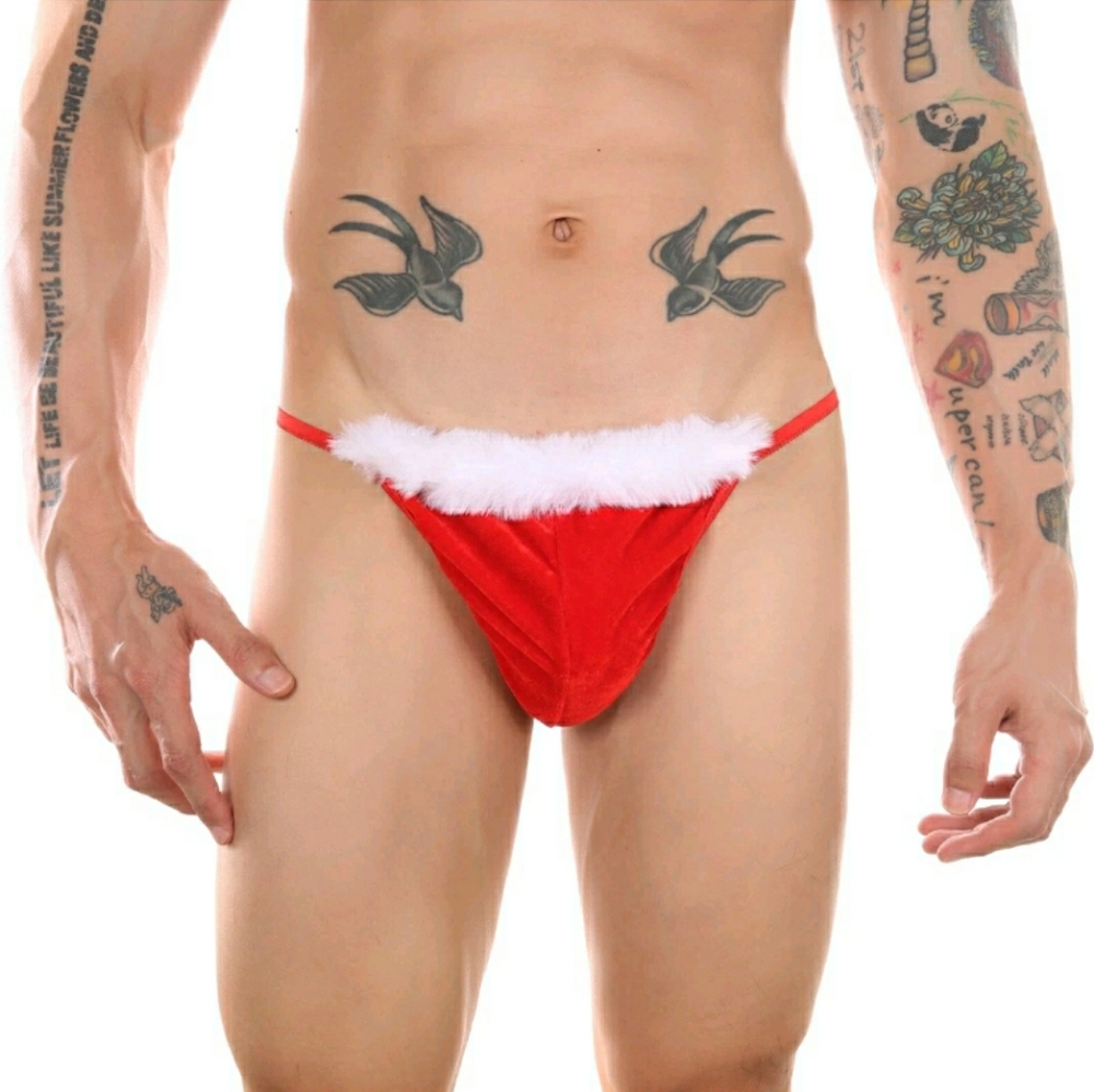 Christmas Red Santa Men's G String Thong T Back Underwear Large NWOT